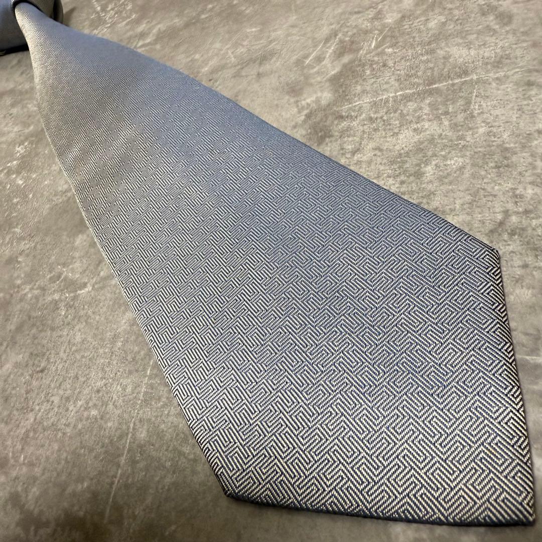 【✨極美品✨】 HERMES エルメス ネクタイ シルバー H柄 ファソネ 光沢