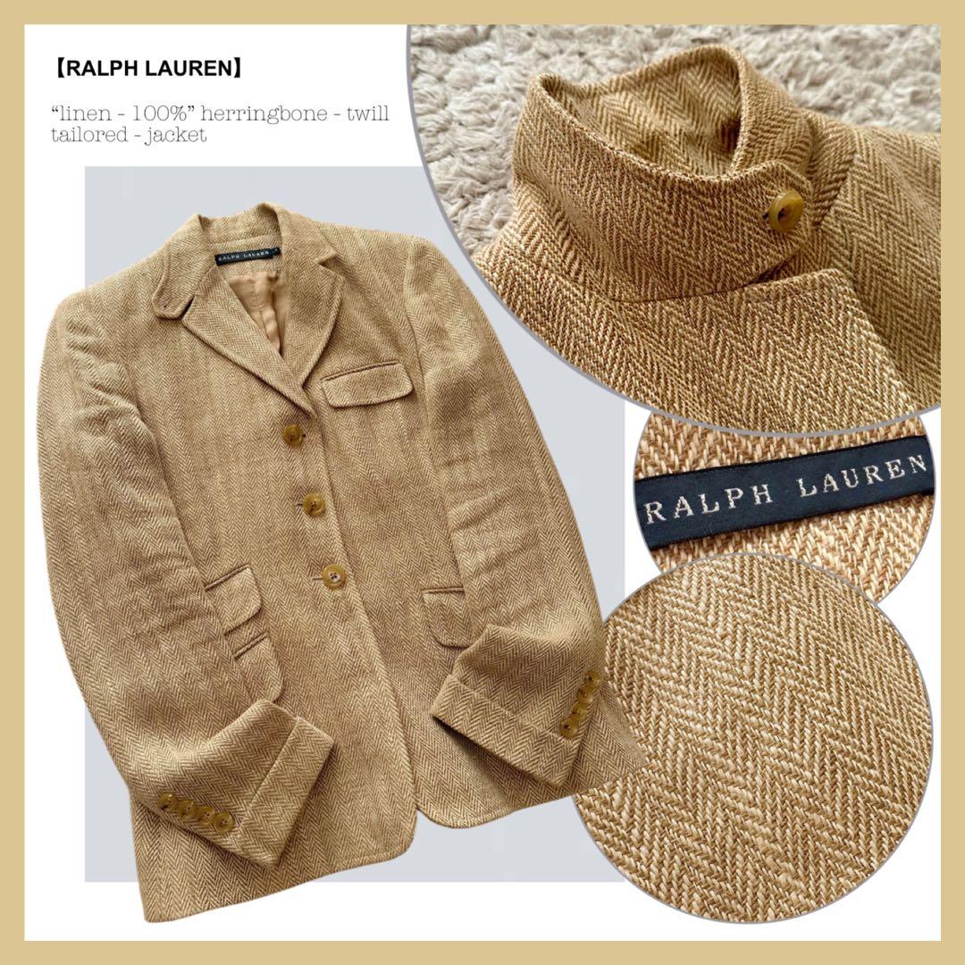 ラルフローレン【リネン100%ヘリンボーン／チンストラップ】テーラードジャケット