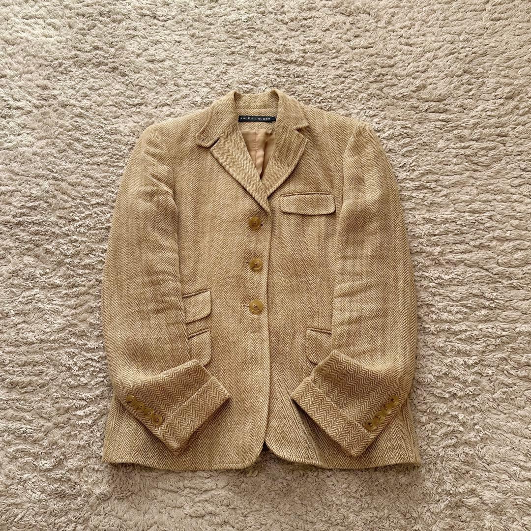 ラルフローレン【リネン100%ヘリンボーン／チンストラップ】テーラードジャケット