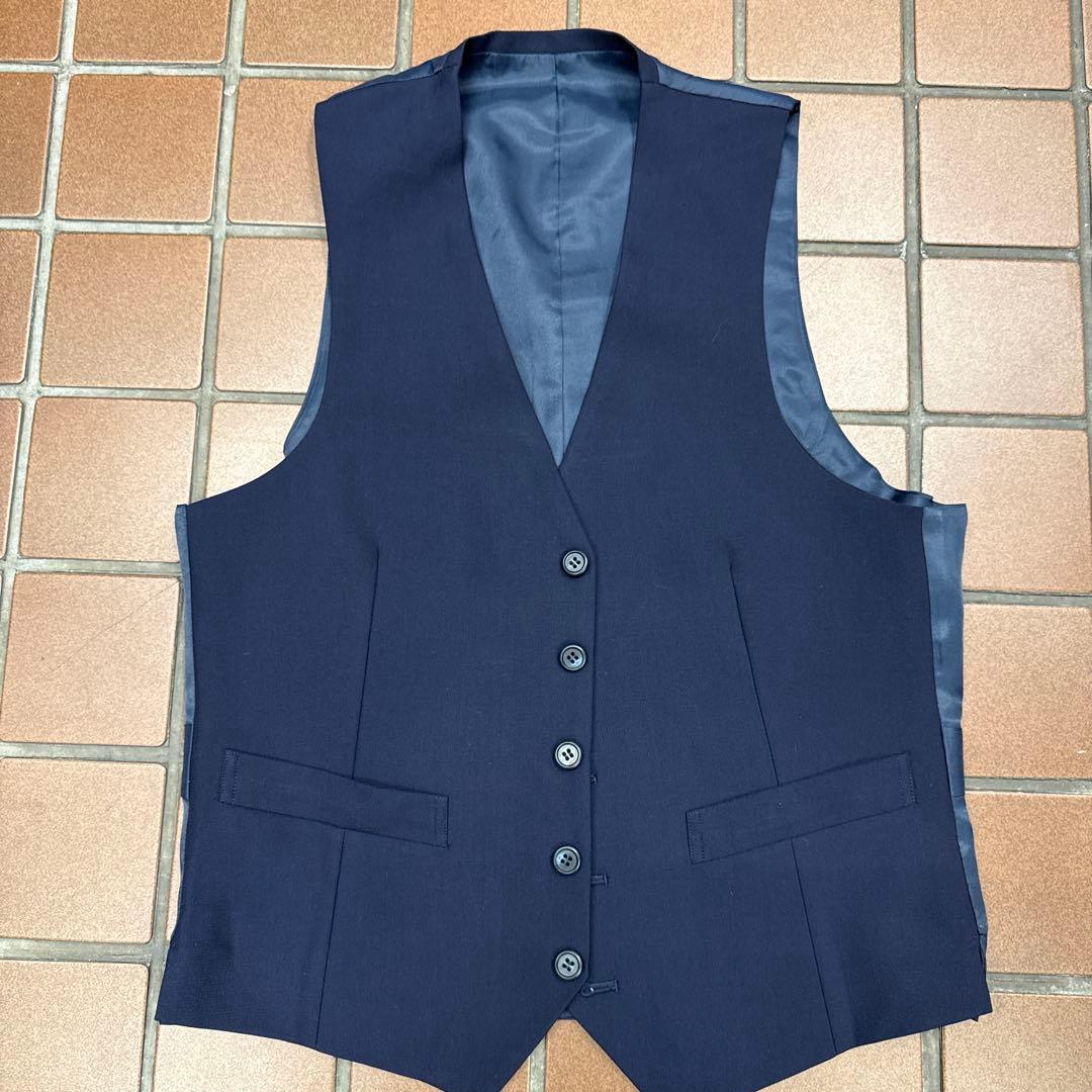 新品 Y6 L スリーピーススーツ シングルスーツ ネイビー系 ウール100%