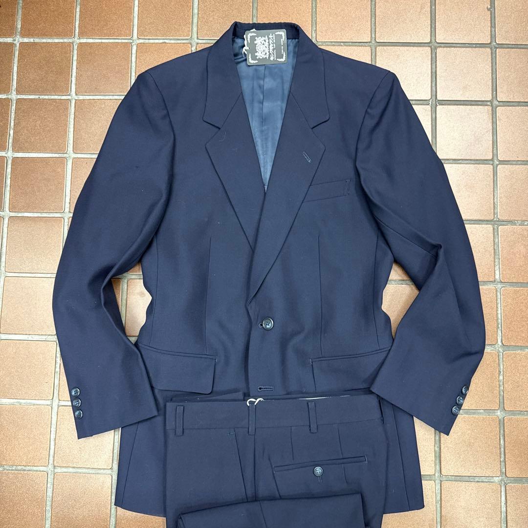 新品 Y6 L スリーピーススーツ シングルスーツ ネイビー系 ウール100%