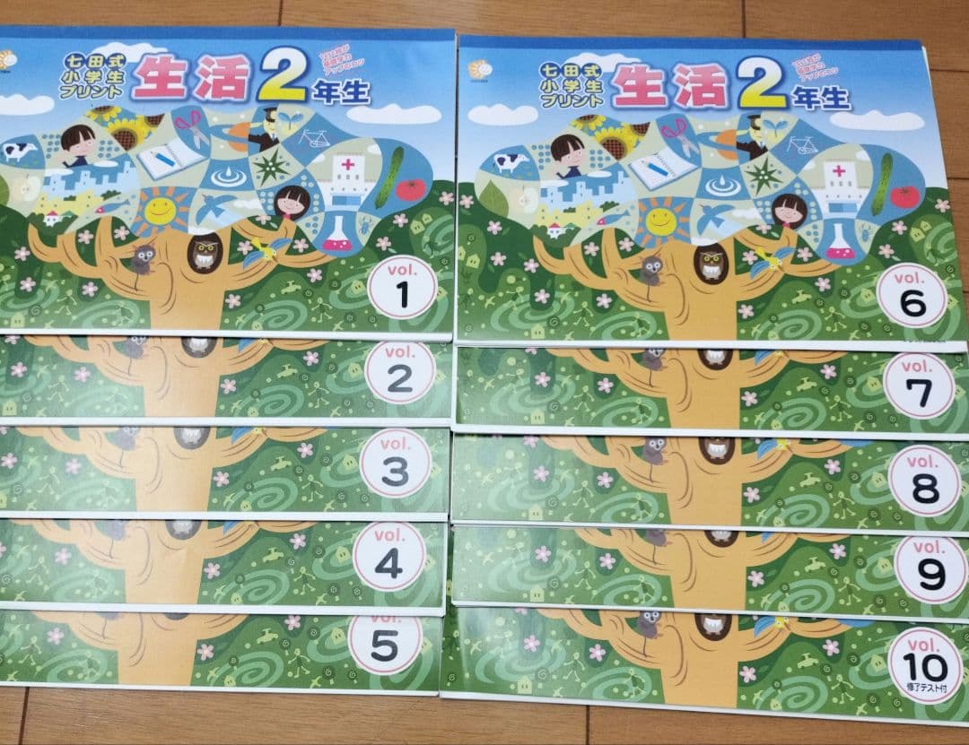 七田式小学生プリント 　思考力算数2年生・思考力国語2年生・右脳Ⅰ・生活2年生