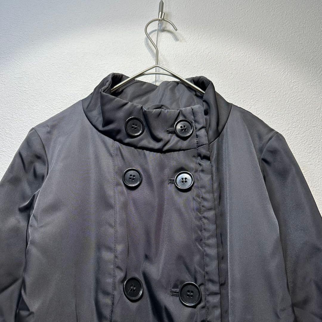 希少 PRADA 上質 Aライン ダブルブレスト モックネック ナイロン コート