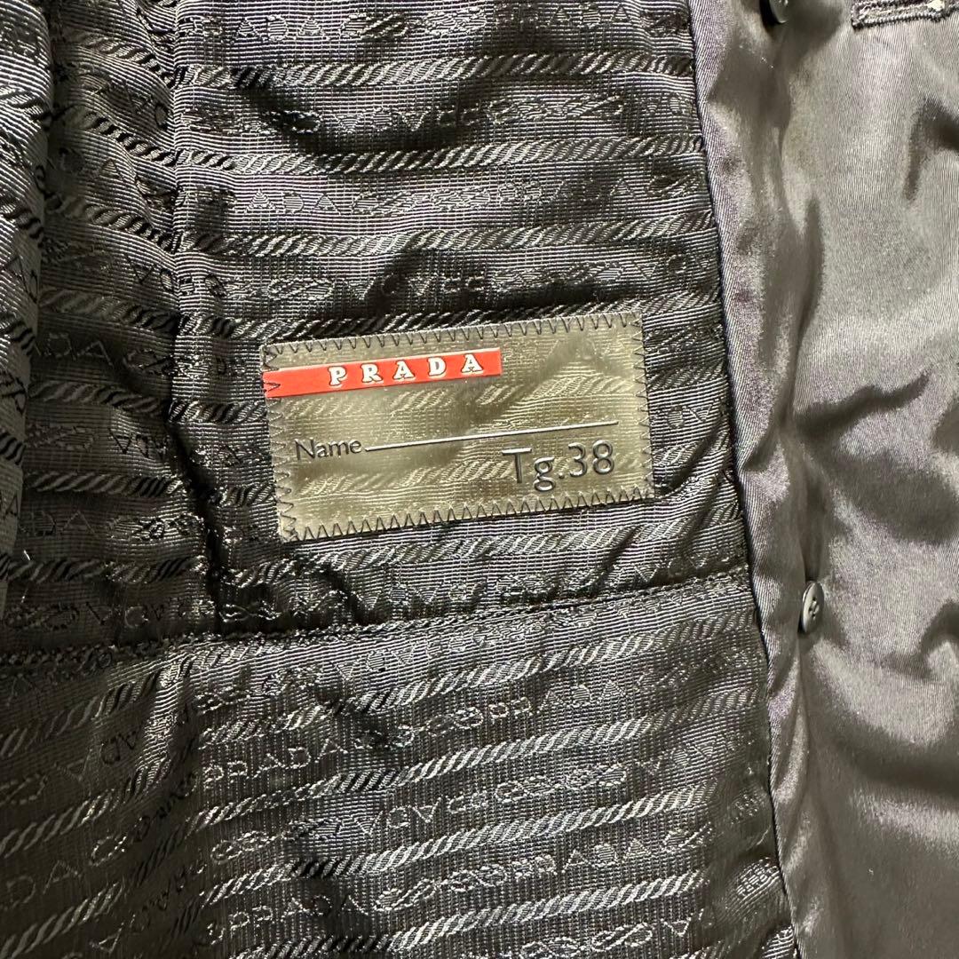 希少 PRADA 上質 Aライン ダブルブレスト モックネック ナイロン コート