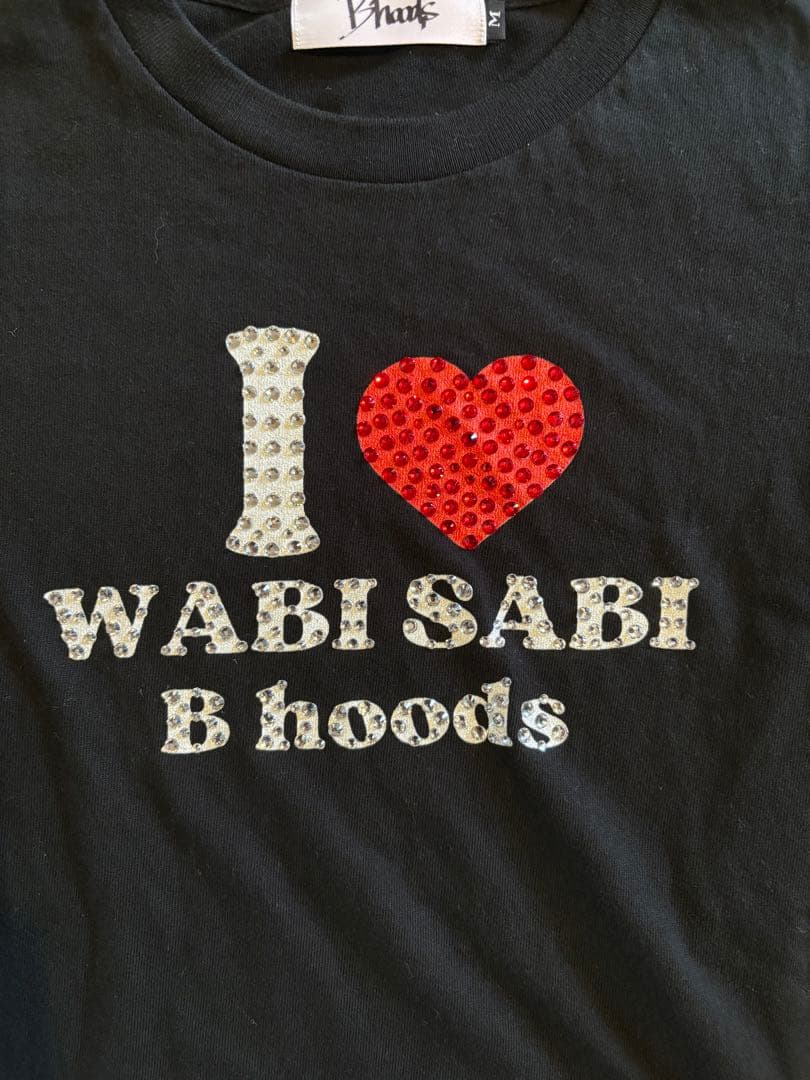 I LOVE WABI SABI B hoods Tシャツ ピチT ブラック