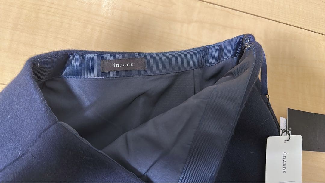 アニュアンス　ウールダブルクロスミニスカート　ネイビー　ウールミニスカート