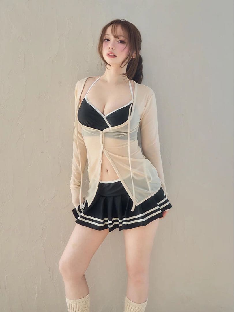 andmary Coco pleats swimwear 水着 black