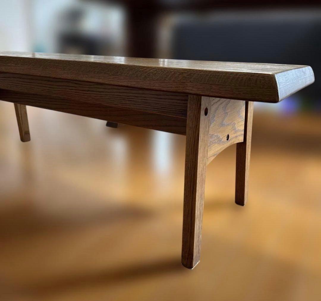 オーク無垢　ダイニングベンチ　一枚板