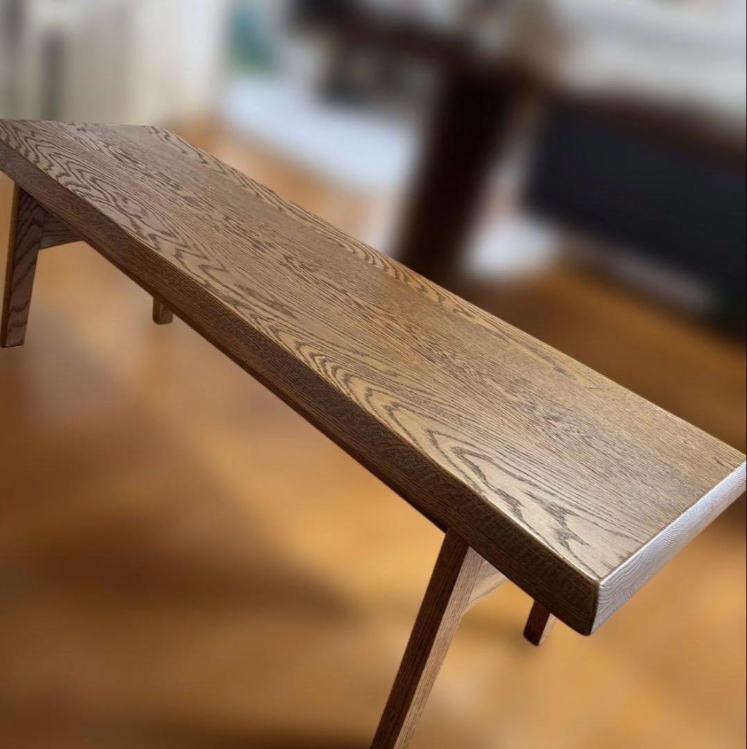 オーク無垢　ダイニングベンチ　一枚板