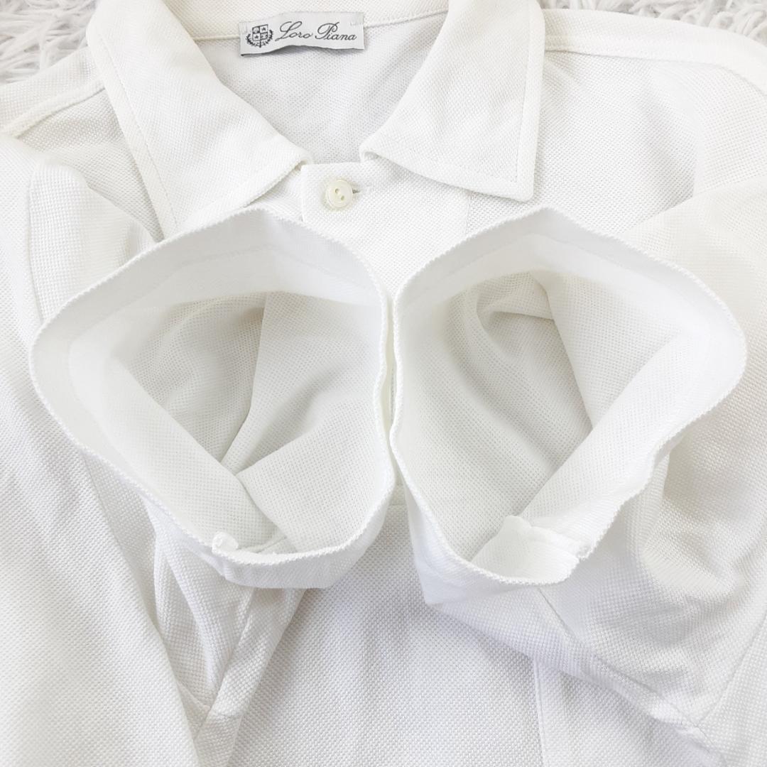 美品◎LoroPiana ロロピアーナ 半袖ポロシャツ ホワイト 白 イタリア製