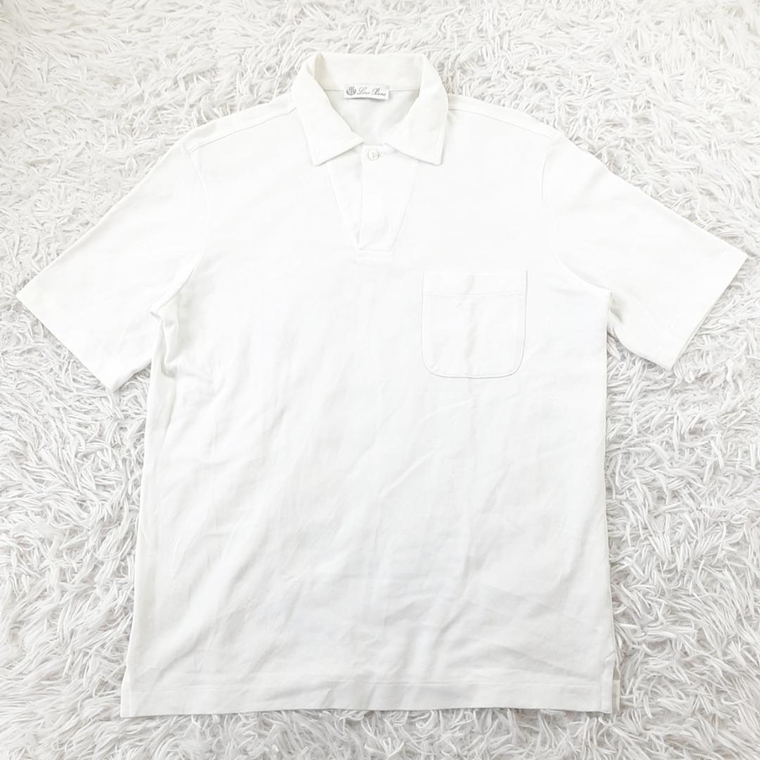 美品◎LoroPiana ロロピアーナ 半袖ポロシャツ ホワイト 白 イタリア製
