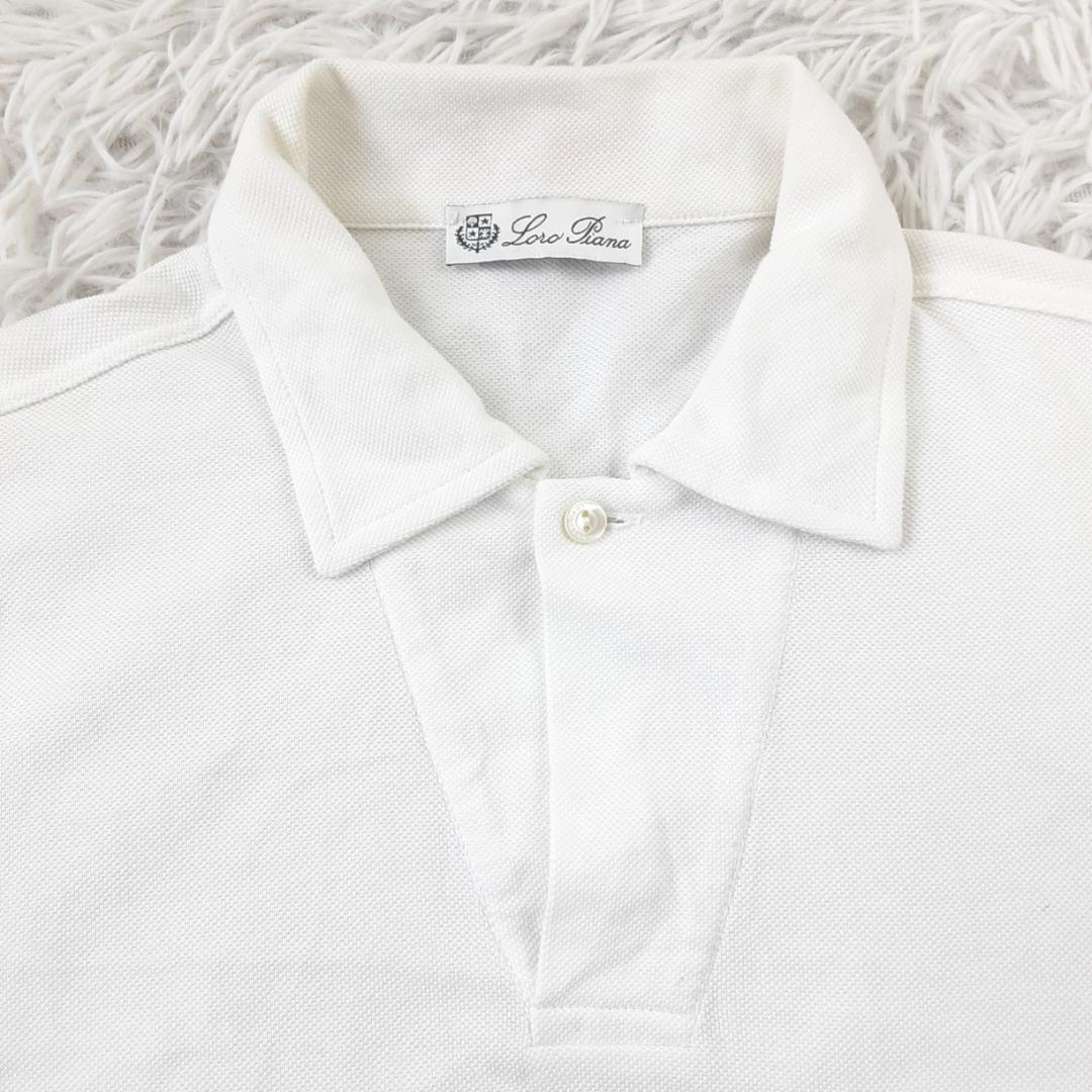 美品◎LoroPiana ロロピアーナ 半袖ポロシャツ ホワイト 白 イタリア製