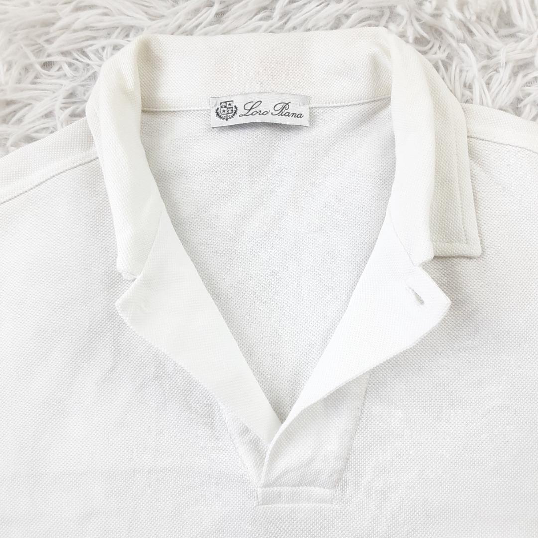 美品◎LoroPiana ロロピアーナ 半袖ポロシャツ ホワイト 白 イタリア製