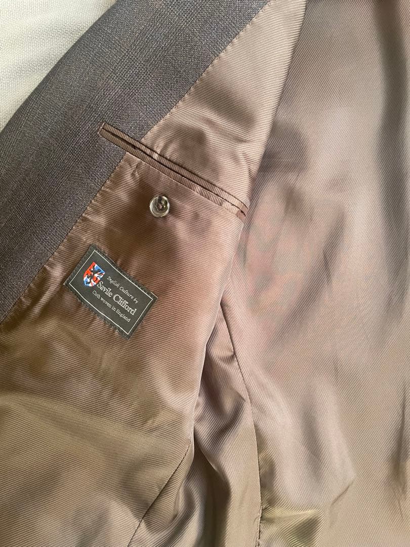 【早い者勝ち❗️】美品　イギリス生地　サヴィル・クリフォード　スーツ　ブラウン