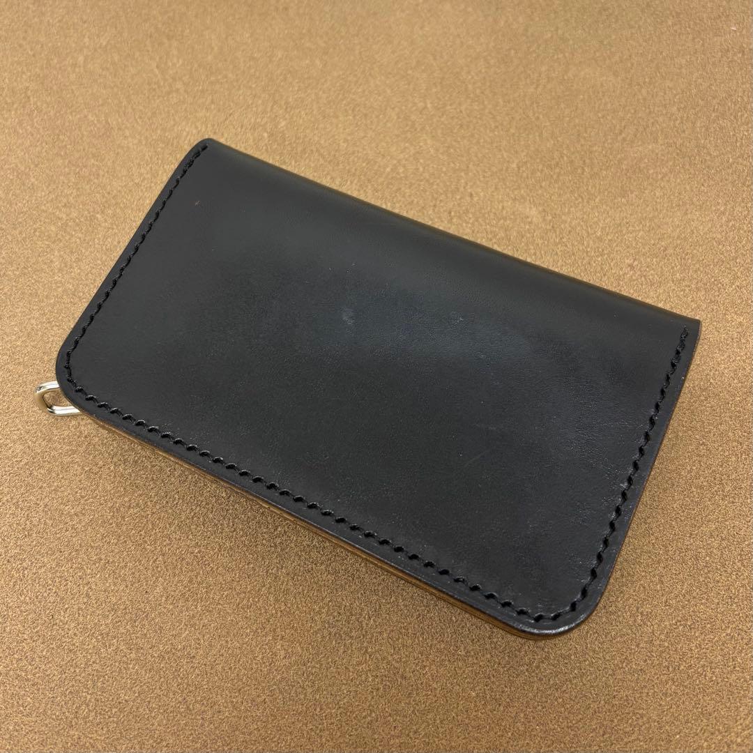 【6015】ホースバット　 トラッカーウォレット　ミドル　黒　茶心　3層