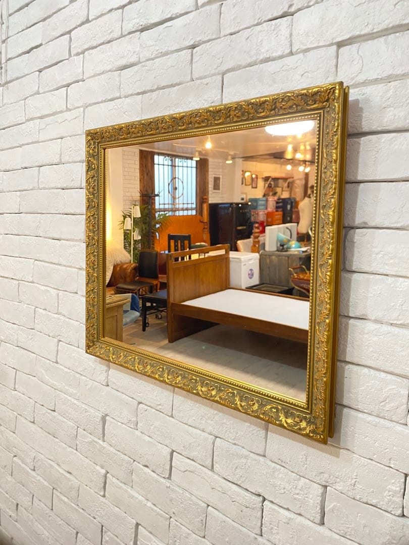 【ちぇる】高級　アンティーク　ゴールド　フレーム　ミラー　鏡