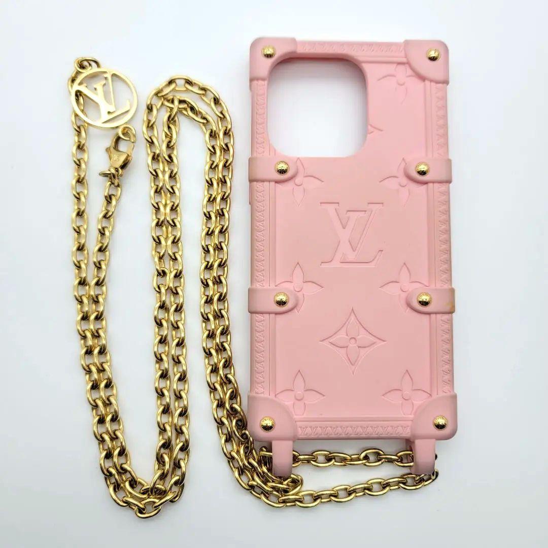 ルイヴィトン iphone14pro ケース リ トランク チェーン ピンク