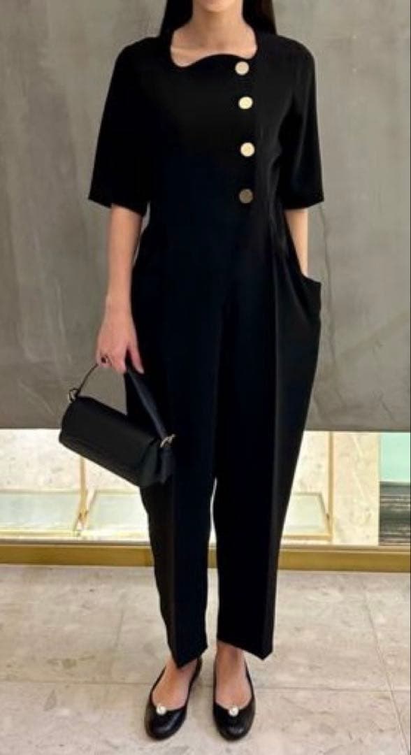 UNITED ARROWS ユナイテッドアローズ ボタンオールインワン 38黒