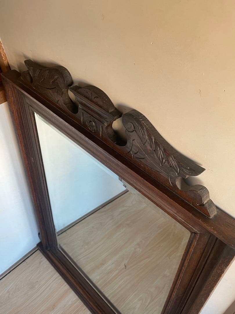 鏡 壁掛け ウォールミラー　アンティーク　木製　ヴィンテージ