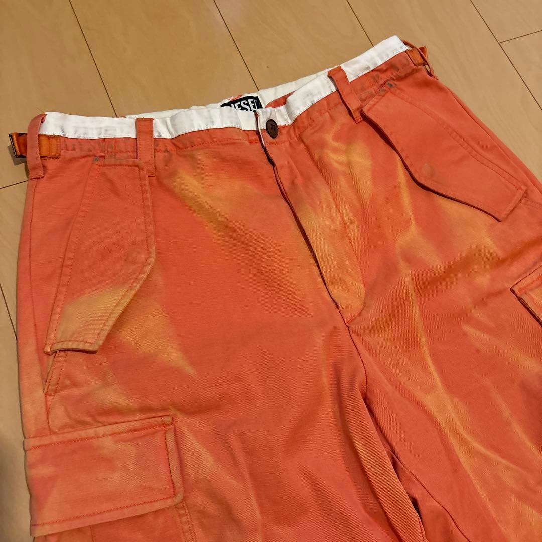 DIESEL ディーゼル　フェード加工　オレンジ カーゴパンツ