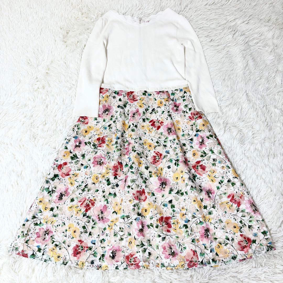 極美品✨トッカ ニットドレス ワンピース＋カーディガン アンサンブル 花刺繍