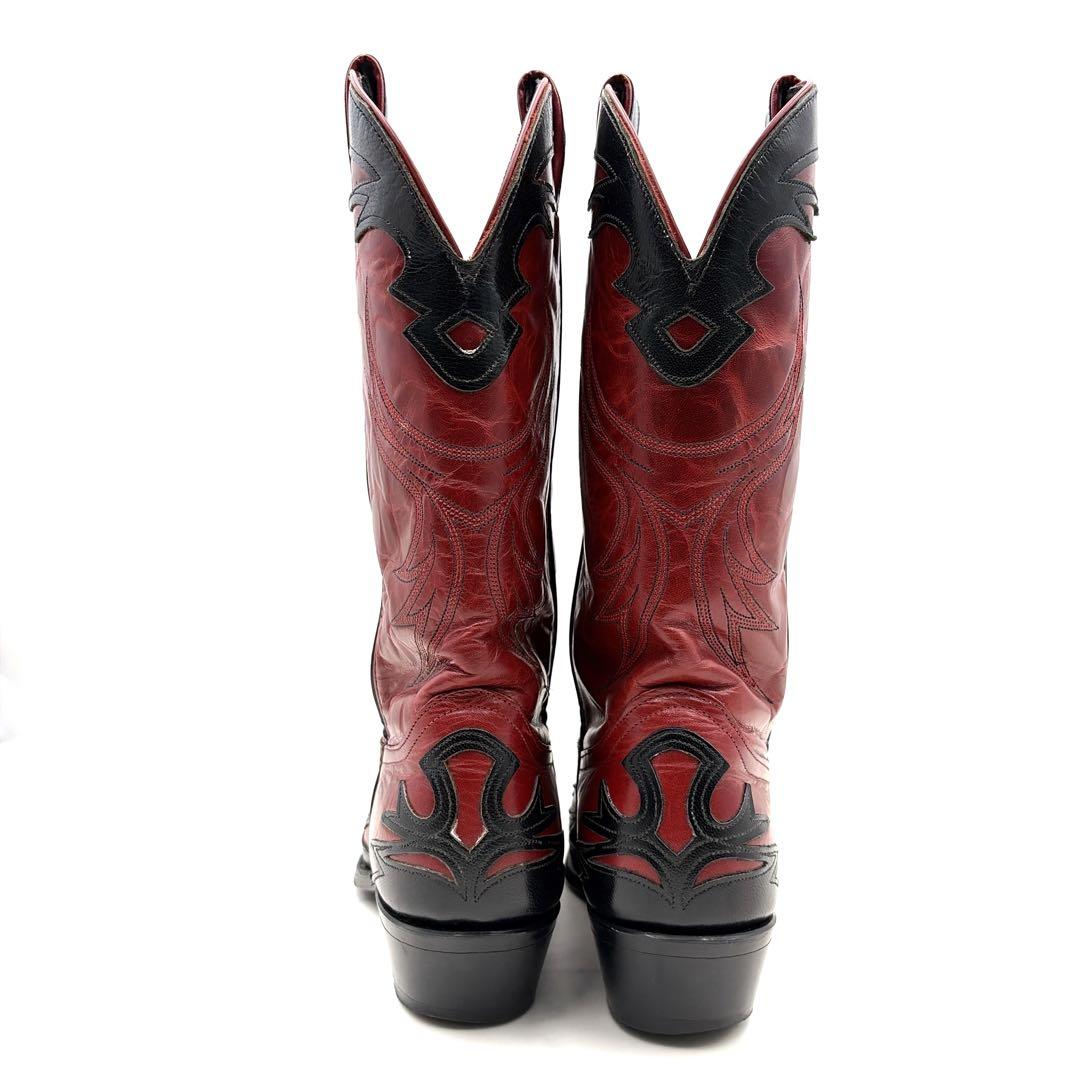 希少 USA製 コードウエスト ウエスタンブーツ 8.5 黒 赤 本革 26.5