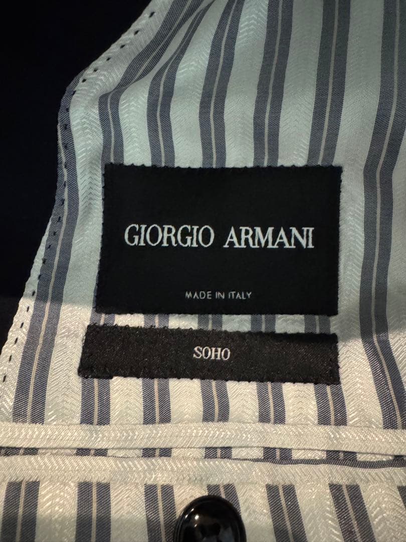 未使用！ジョルジオアルマーニ 48 SOHOライン ピークドラペル濃紺柄