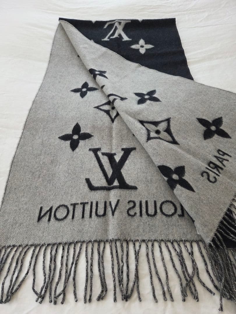 ルイヴィトン マフラー・レイキャビック ブラック×グレー