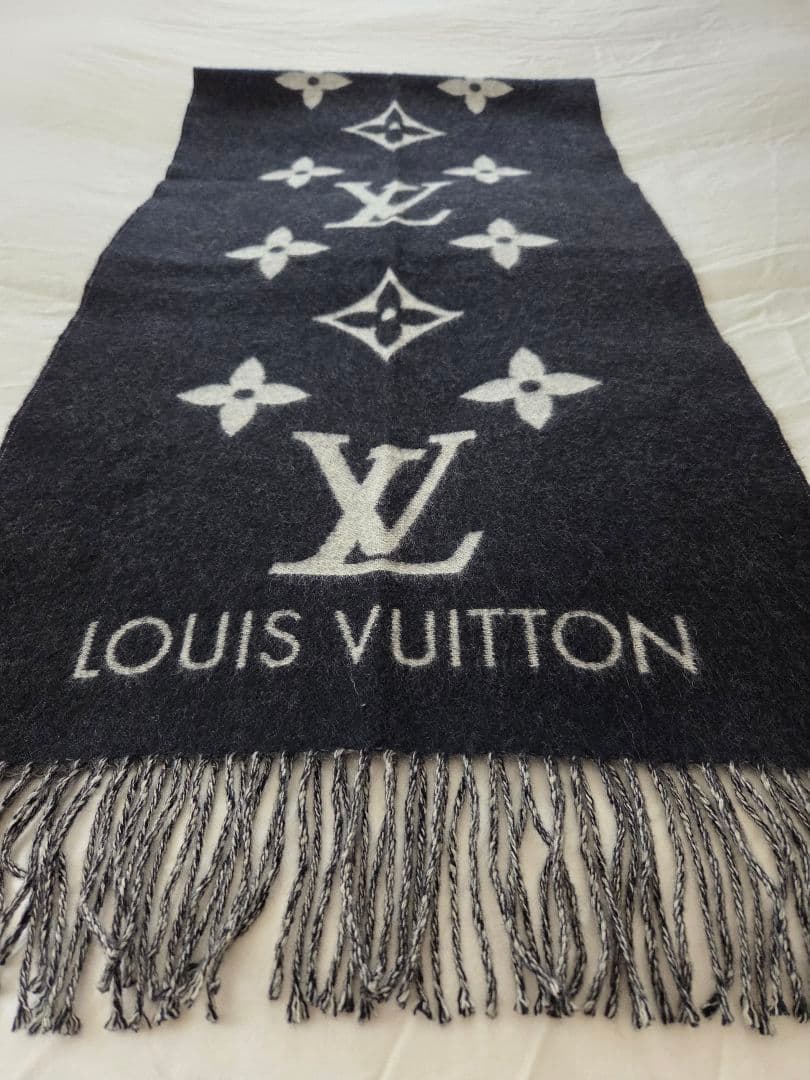 ルイヴィトン マフラー・レイキャビック ブラック×グレー