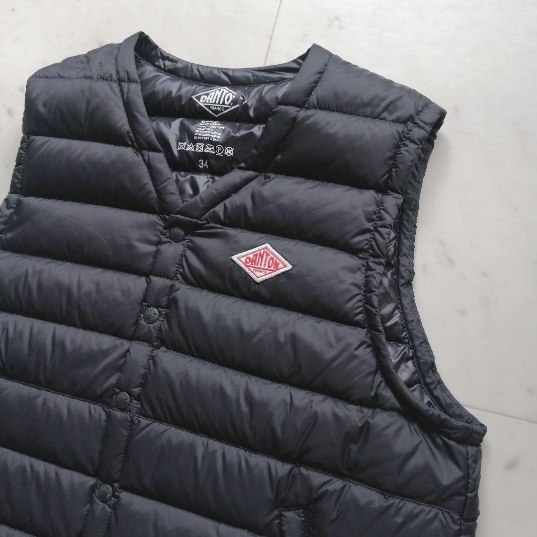 美品 ダントン ダウンベスト アウター インナーダウン 黒 ブラック 34