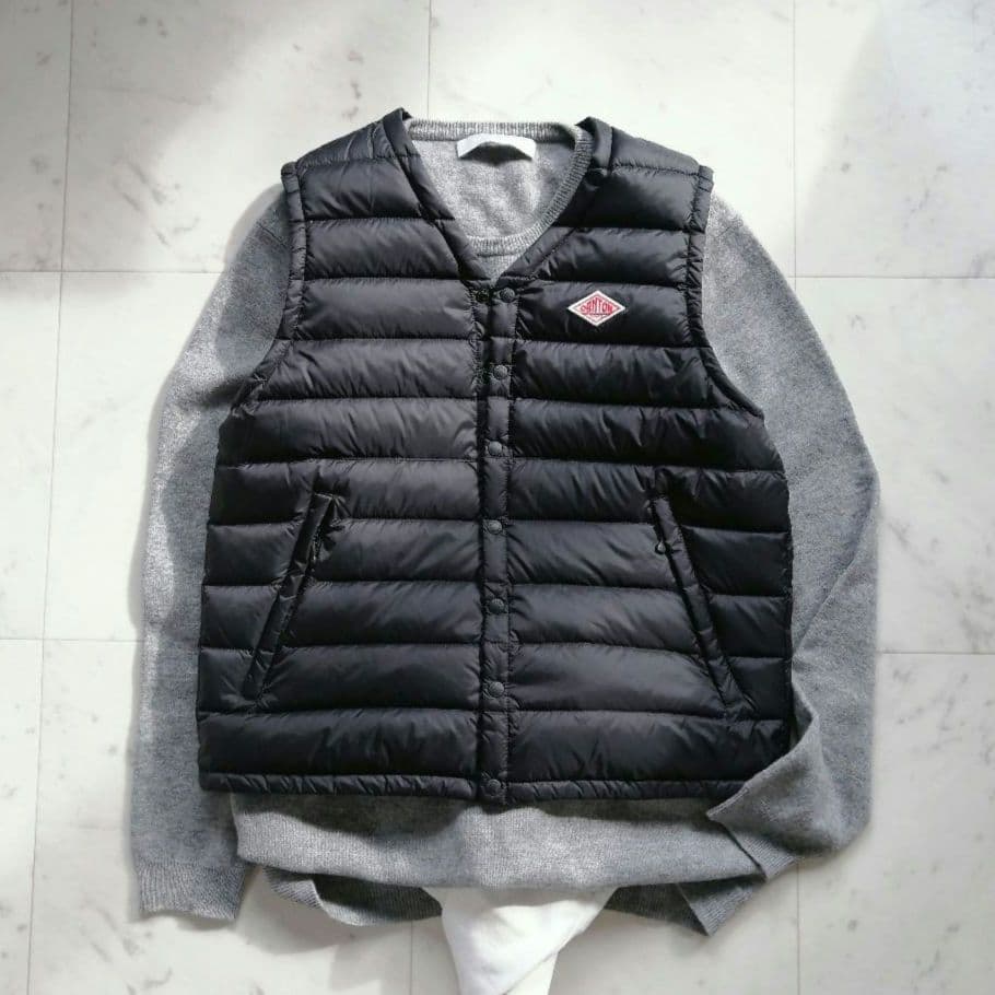 美品 ダントン ダウンベスト アウター インナーダウン 黒 ブラック 34