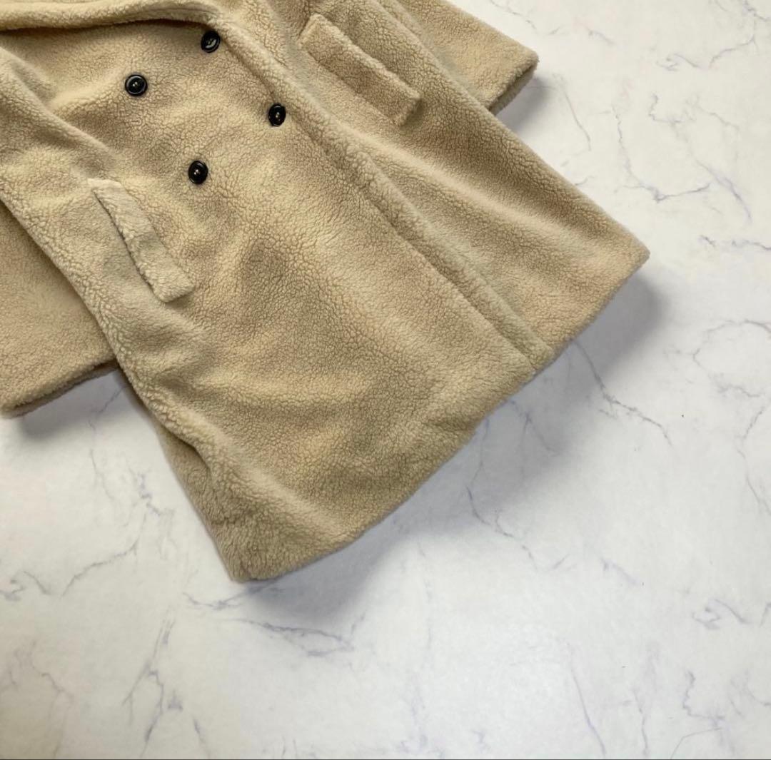 美品 マックスマーラ マレーラ ボア コート ベージュ ダブル 40 近年物