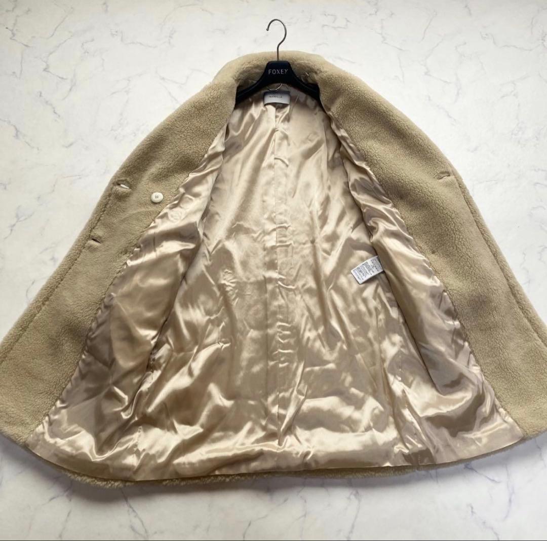 美品 マックスマーラ マレーラ ボア コート ベージュ ダブル 40 近年物