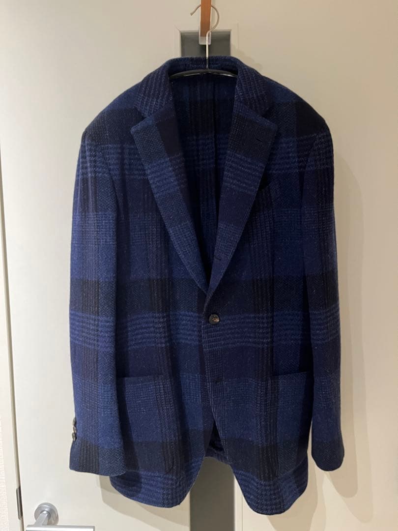 ラルディーニ　ウールジャケット　ネイビーウインドペーン46