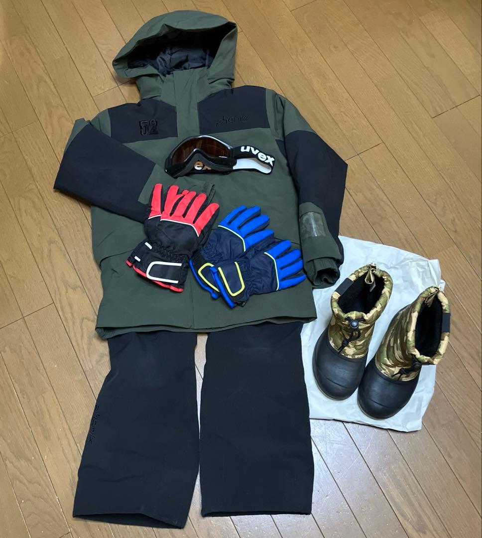 phenixスキーウェア150、uvexゴーグル、スノーブーツ、手袋セット