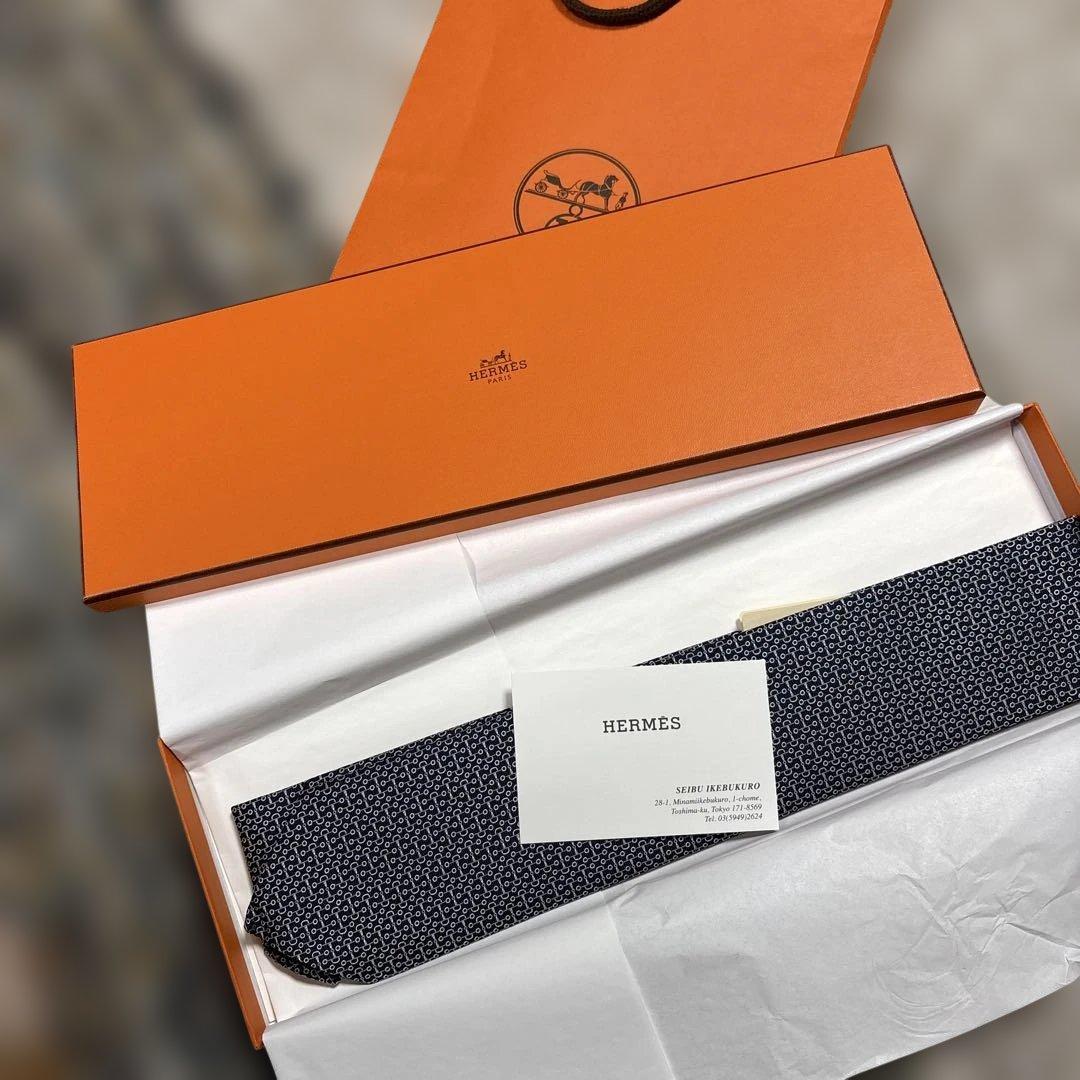 HERMES ネイビー ネクタイ✴︎年末限界大セール