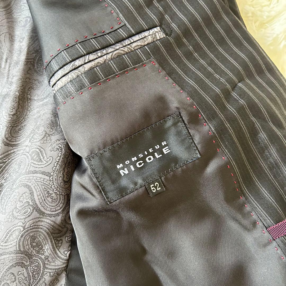 美品　MONSIEUR NICOLE セットアップ ビジネススーツ ストライプ
