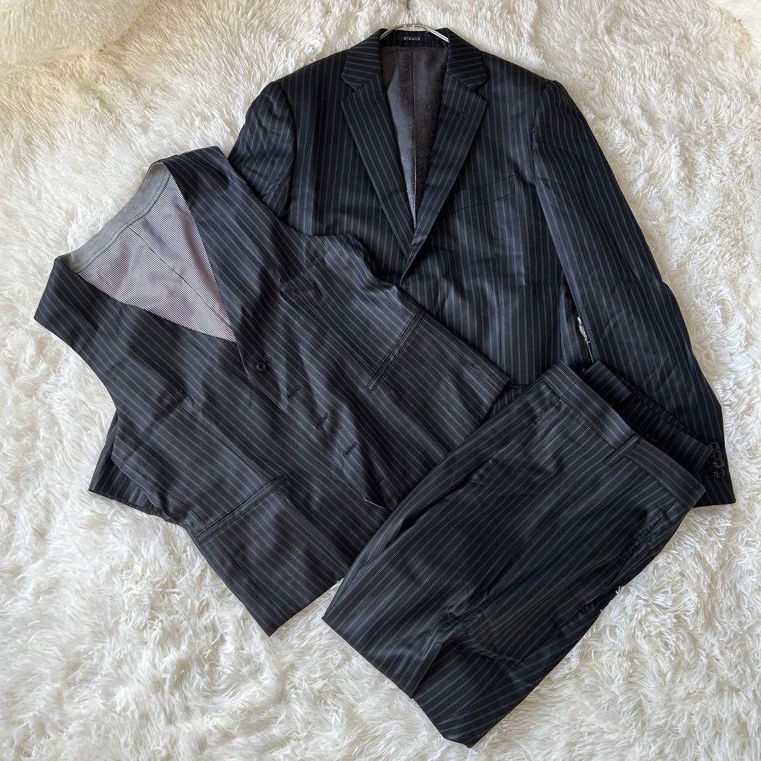 美品　MONSIEUR NICOLE セットアップ ビジネススーツ ストライプ