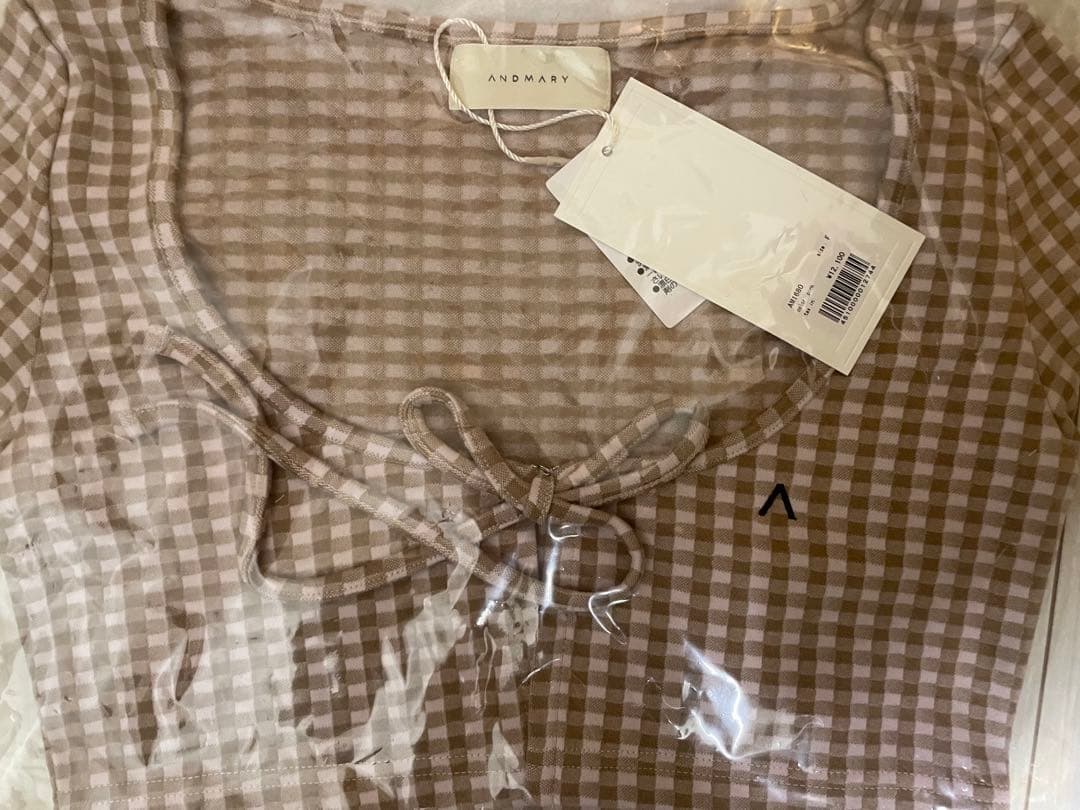 トップス andmary Ava gingham check tops / pink