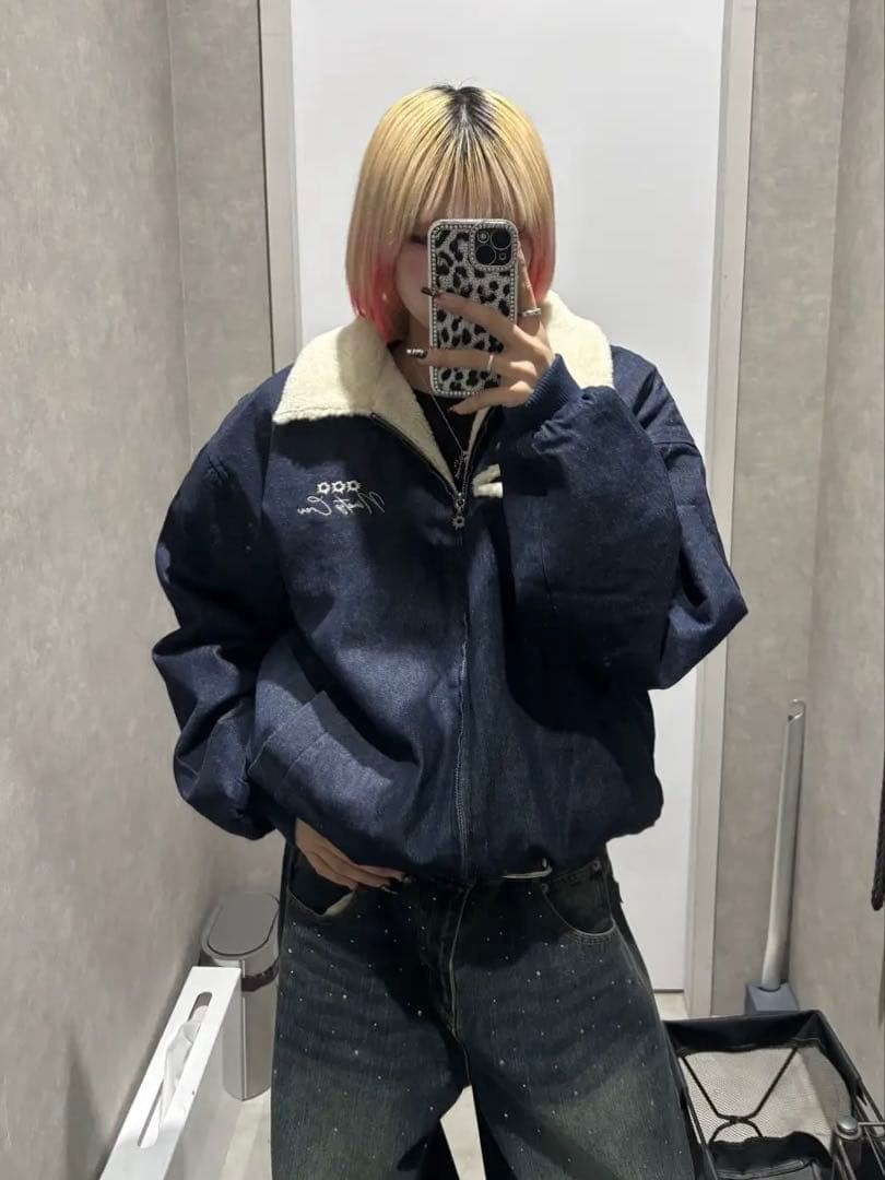 ジャケット・アウター 9090 Bullet Logo Boa Denim Jacket