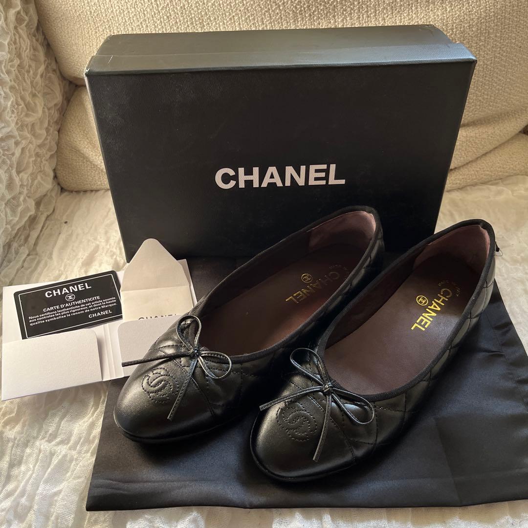 美品✨CHANEL バレエシューズ パンプス マトラッセ ココマーク レザー