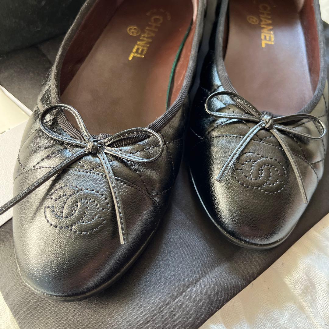 美品✨CHANEL バレエシューズ パンプス マトラッセ ココマーク レザー