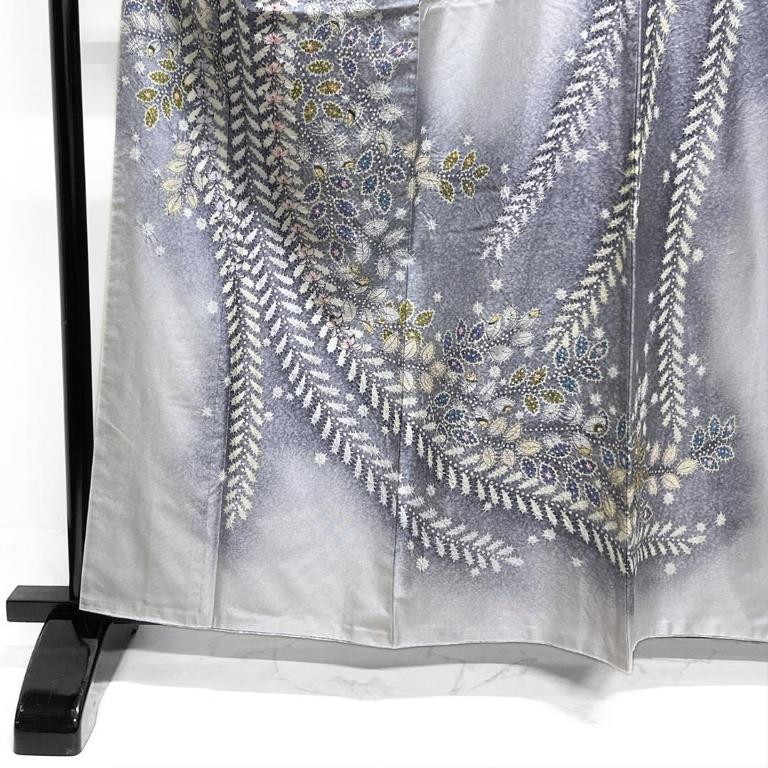 作家もの　訪問着　染め大島紬　絞り　辻ヶ花　藤　紋無し　着物　123b d ms