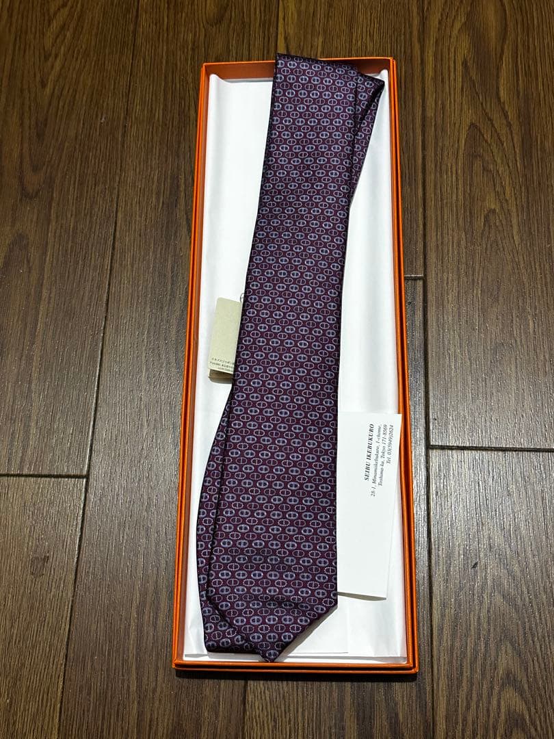 HERMES シルク Tie 7 ボルドー