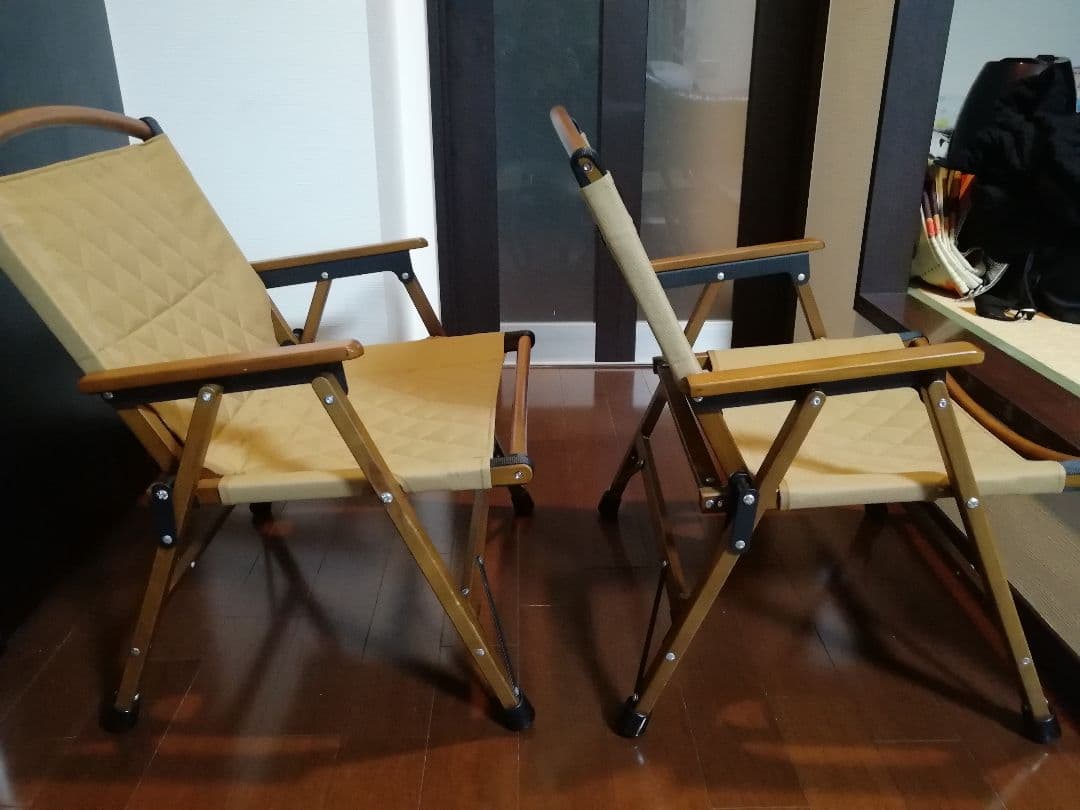 WAQ Folding Wood Chair ウッドチェア タンカラー2個セット