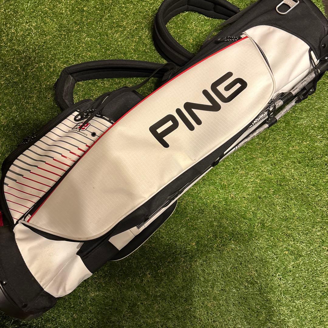 PING ストライプデザイン スタンドバッグ