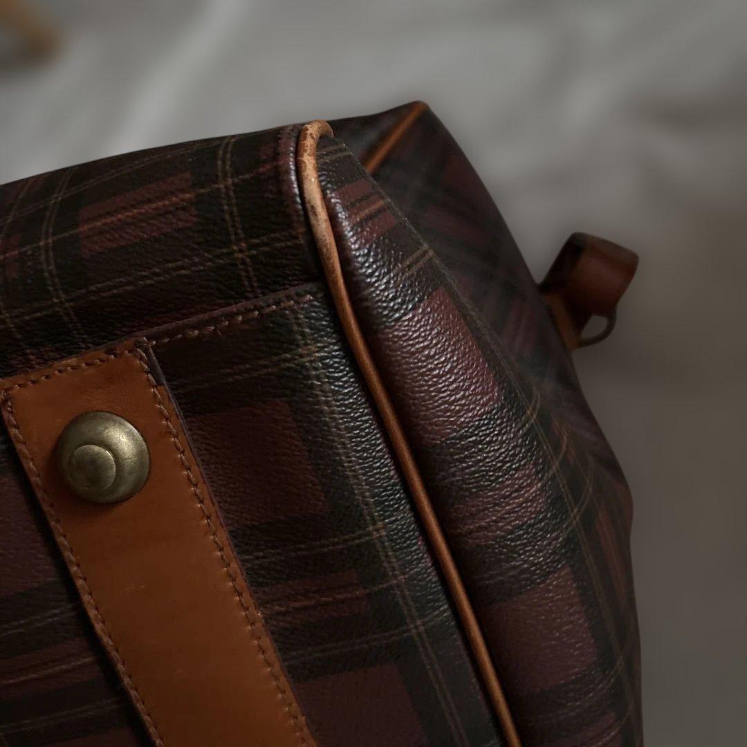 レア✨ラルフローレン 茶　チェック　ボストンバッグ　付属品 大きめ