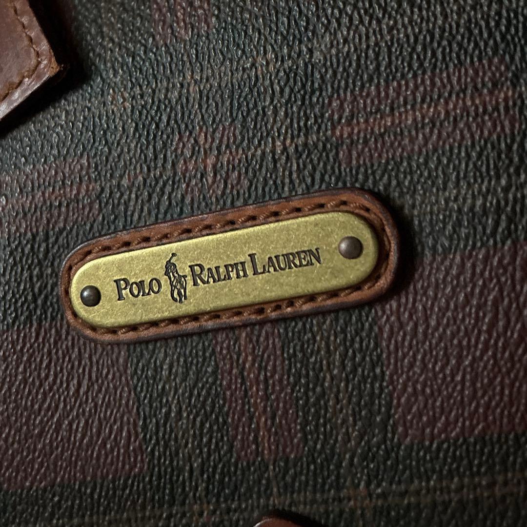 レア✨ラルフローレン 茶　チェック　ボストンバッグ　付属品 大きめ