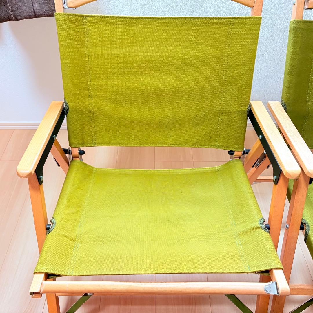 ハイランダー ウッドフレーム カーミットチェア コットン グリーン2脚セット