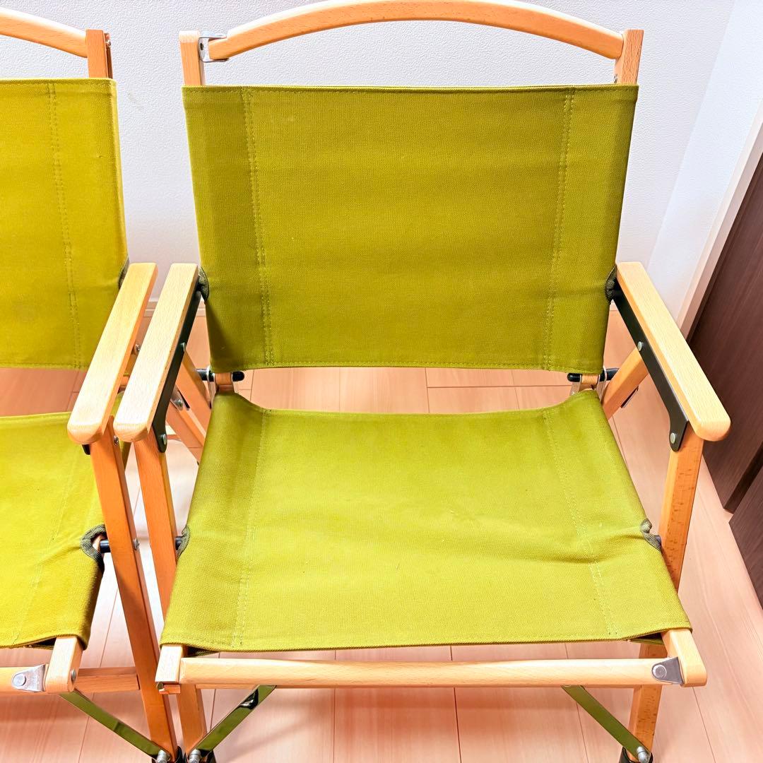 ハイランダー ウッドフレーム カーミットチェア コットン グリーン2脚セット